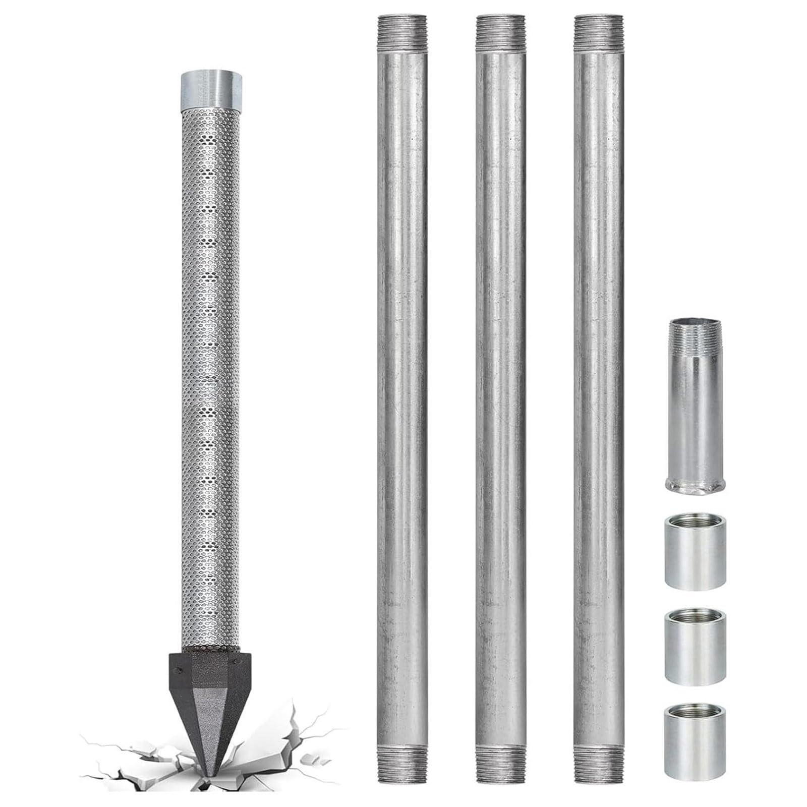 Strumento di perforazione per pozzi di sabbia da 3,2 x 91,4 cm con schermo in acciaio inossidabile, tubi di trasmissione e giunti zincati, kit completo manuale per irrigazione del bestiame da fattoria