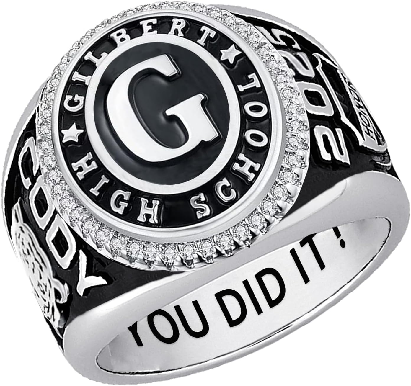 Customizable Class Rings for Men 925 Sterling Silver /10k/14k/18k Graduation High School College Ring with Birthstone Graduation Jewelry for Men