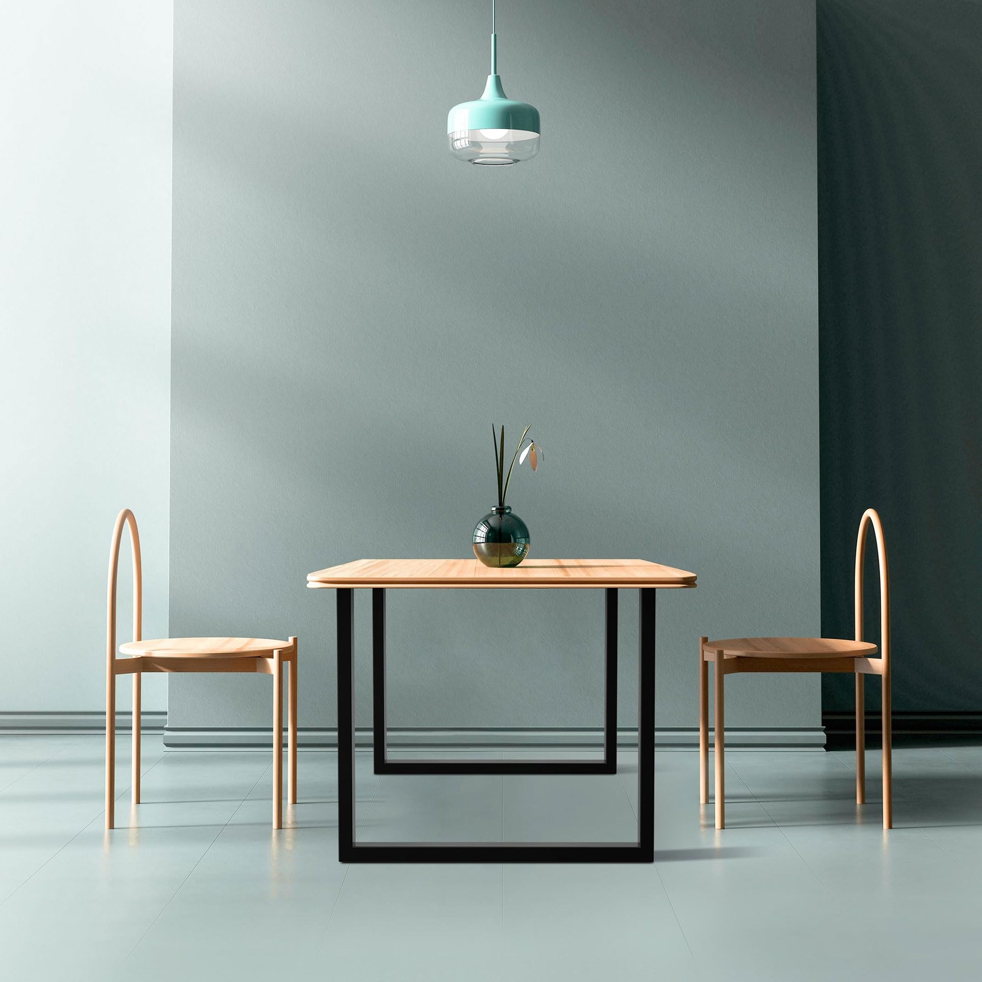ECD Germany 2er Set Tischbeine aus Vierkantprofilen, 80x72 cm, Schwarz, pulverbeschichtete Stahl, Industriedesign, Metall Tischkufen Tischuntergestell Tischgestell Möbelfüße, für Esstisch Schreibtisch