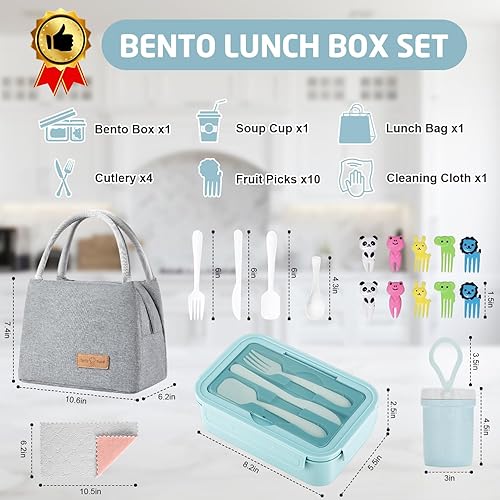 Miniatura 2 de Lonchera Bento para niños, lonchera Bento para adultos, a prueba de fugas, para niños, adolescentes, escuela, contenedores duraderos con bolsa de