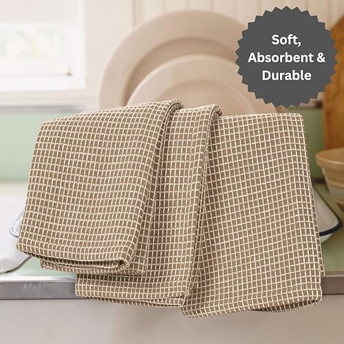 Miniatura 4 de Urbana Cotton Juego de 12 toallas de cocina surtidas de gofres, 100% algodón, súper suaves, absorbentes, reutilizables, lavables a máquina, toalla