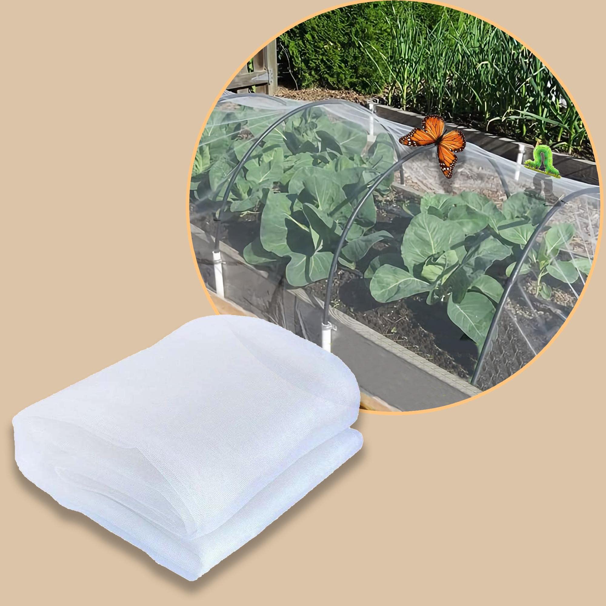 vegetable net garden nets insect net made of polyethylene protection network fine mesh cropprotection net bird net fly screen 9*17 m/29.53*55.77 ftfor vegetable garden flower field lorchard 40 Mesh
