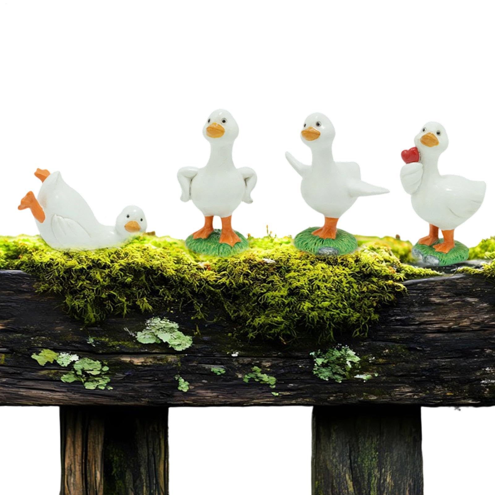 Statues de jardin canard en résine x4 pour décoration extérieure