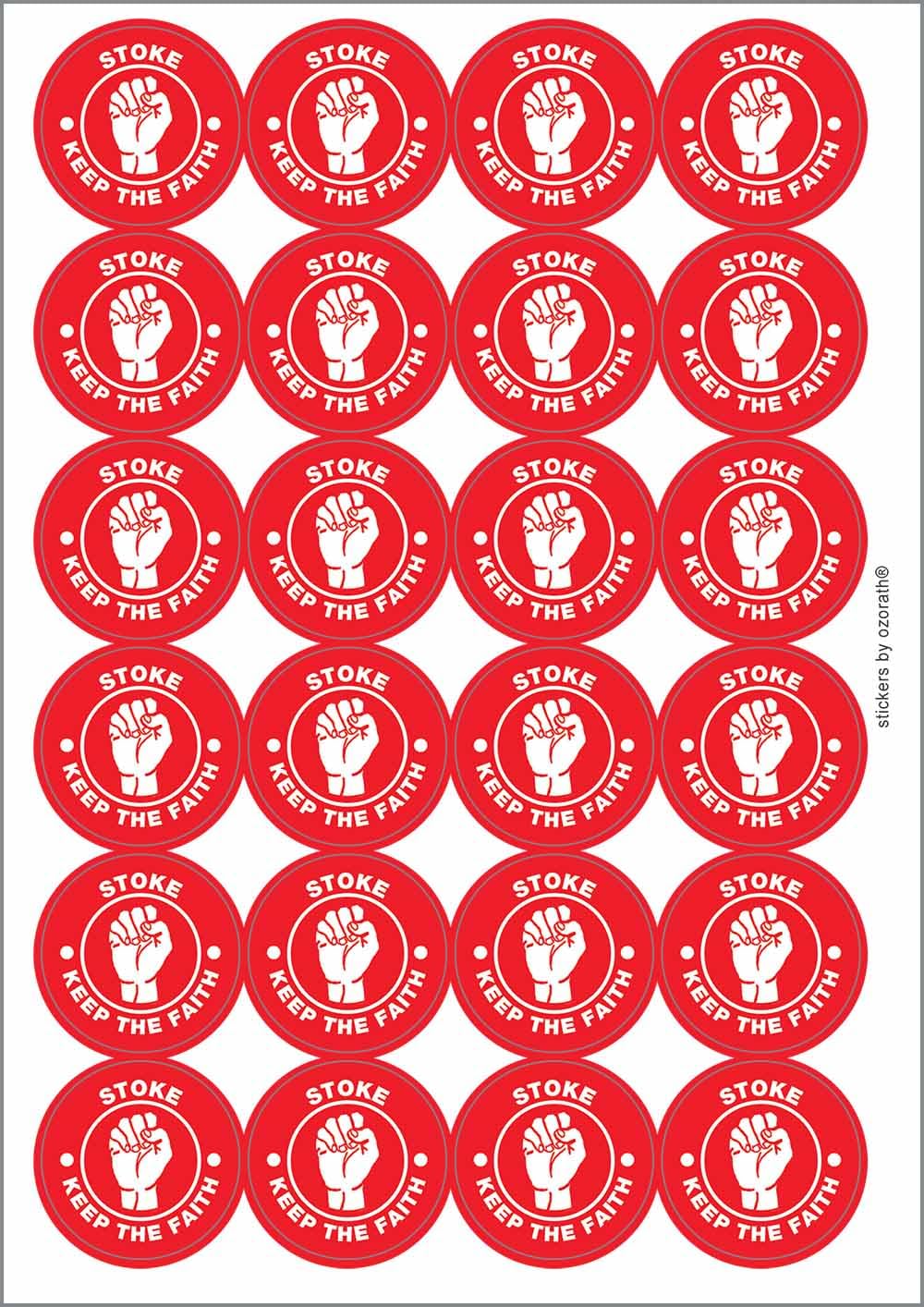 Stoke Keep The Faith Northern Soul Circular Matt Paper Stickers A4 Sheet of 24 (Each Sticker is 45mm Diameter)