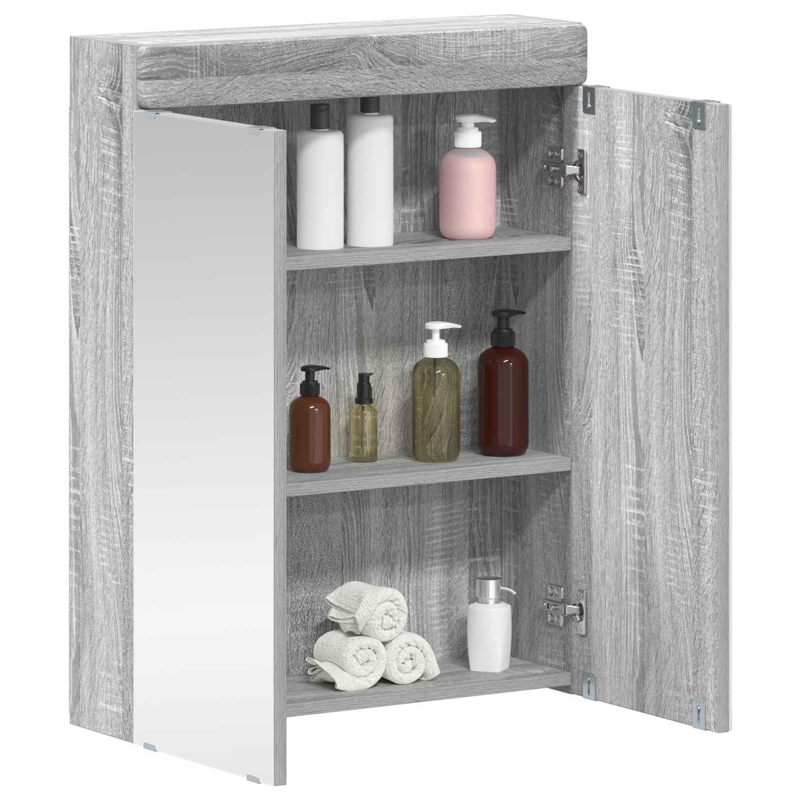 SYDE Armario Baño Gris Sonoma 60 x 16,5 x 78 cm | Madera elaborada, Acabado mate, Almacenaje toallas, Montaje requerido
