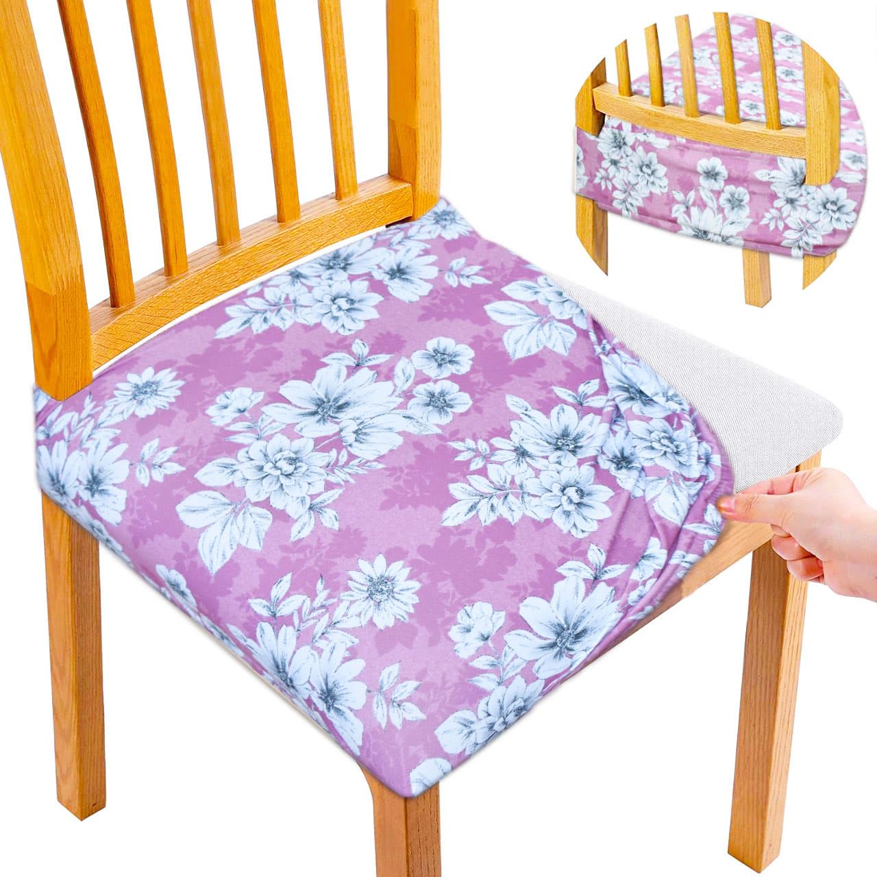 FABANE Universal Size Dining Chair Seat Cover Set of 6 Seater pcs are Easily Washable Strechable and Comfortable for Dining Room Home Decor Slip Cover (Pink Base Floral) (B0CB8GMSS4) Amazon Price History, Amazon Price Tracker