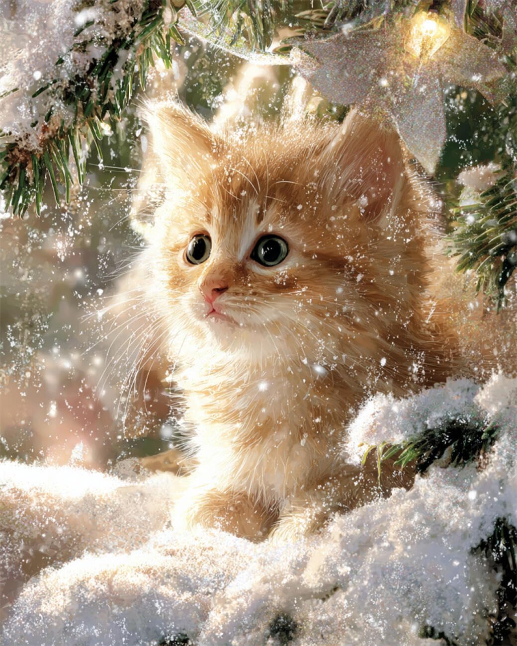 RKFLGEW DIY Seed Bead Embroidery Kits Fantasy Cat 50x70cm