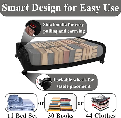 Miniatura 4 de Crystal Lemon - Almacenamiento bajo la cama con ruedas, contenedor de almacenamiento rodante debajo de la cama, contenedor de almacenamiento de