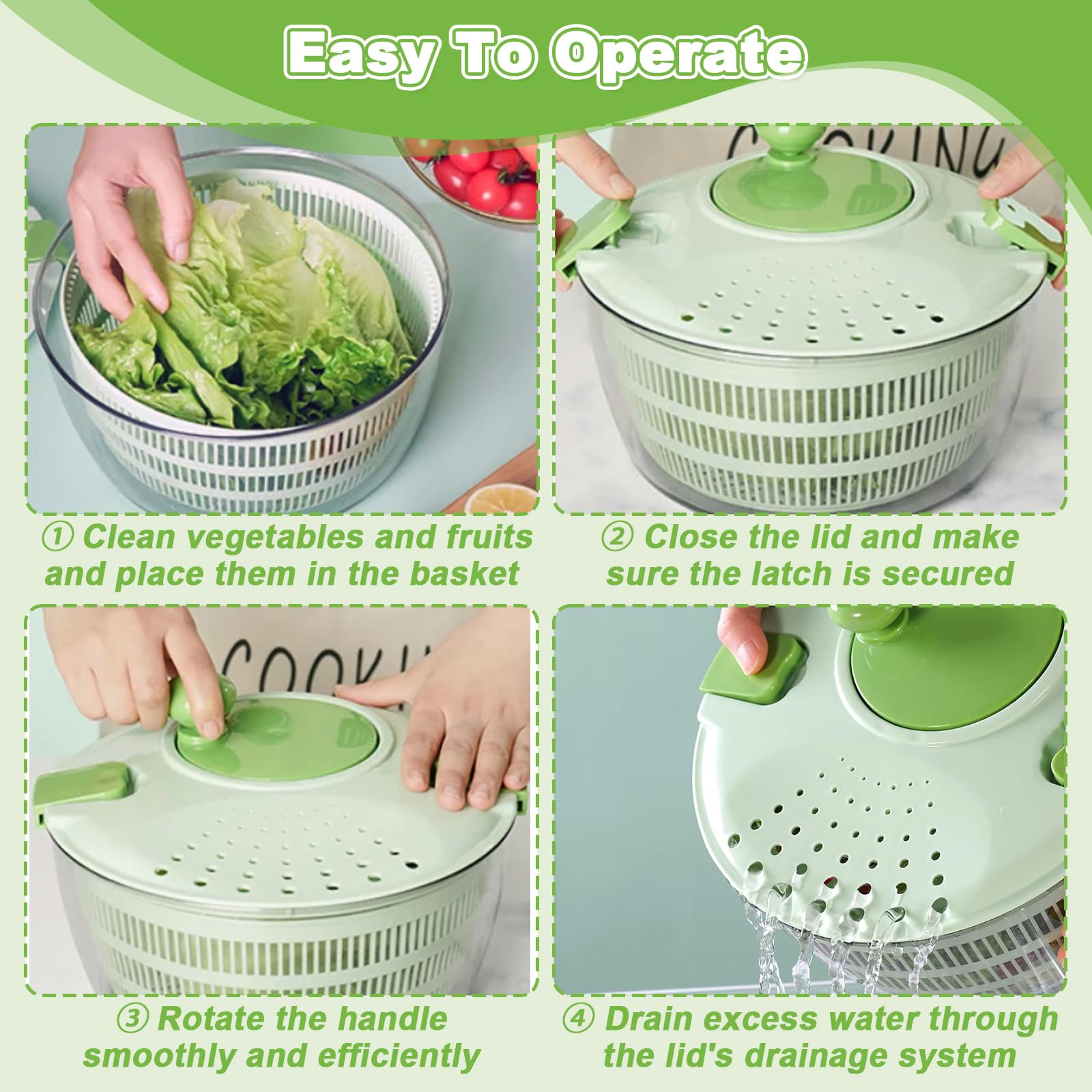 Centrifuga Insalata con Cestino Rete, Insalatiera Strizza Ciotola Scolapiatti Spinner Vegetale Multifunzione 4L, Lavatrice Asciuga Lava Verdure Frutta, Asciugatrice Rotatore Lattuga Manuale Cucina