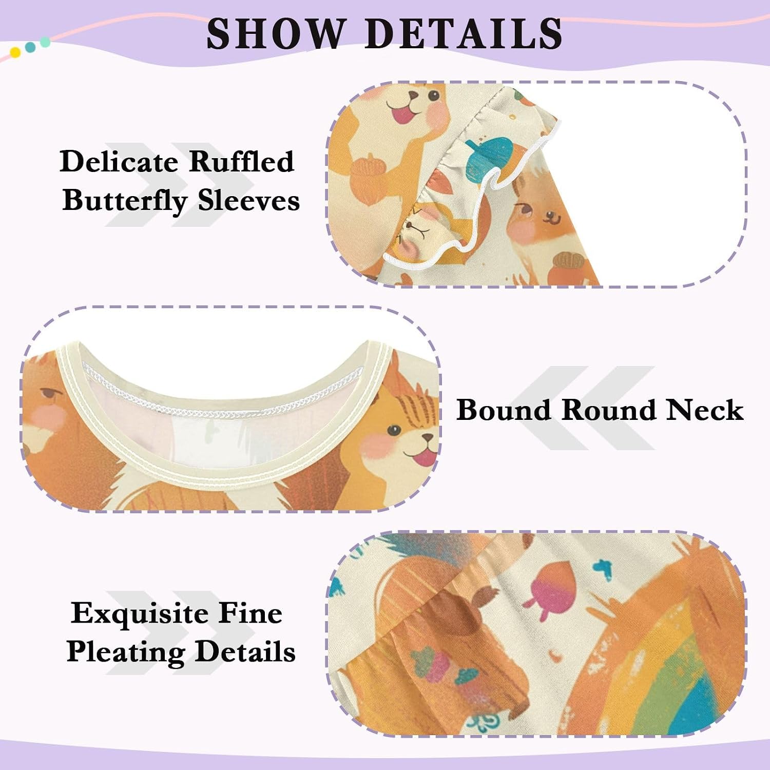 visesunny Toddler Clothes for Girls Squirrel Pinecone Childish Long Sleeve Fall Shirts Cotton Top with Ruffle Collar