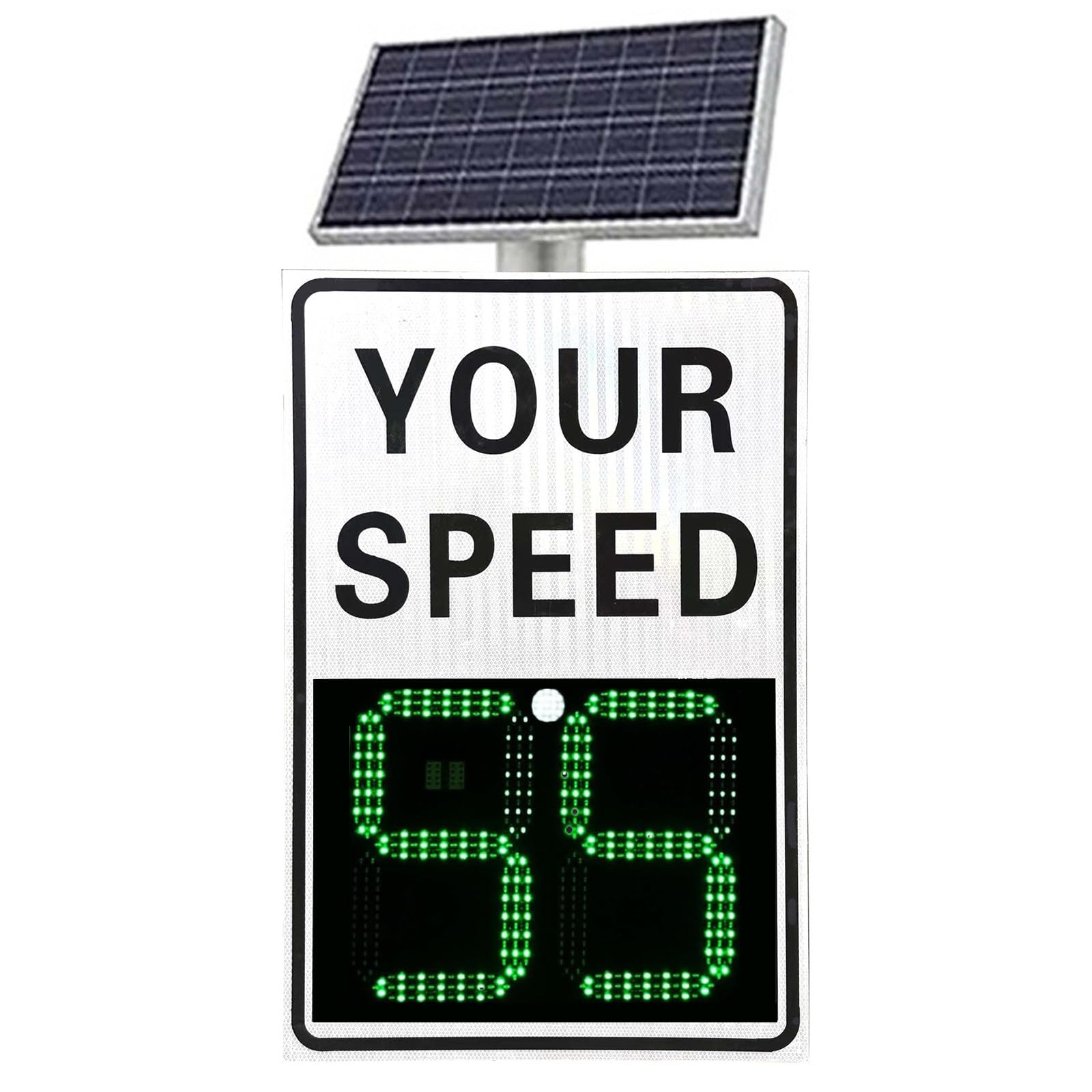 Señal de retroalimentación de límite de velocidad de radar alimentada por energía solar, señal de tráfico ajustable con control remoto, 20 x 27 pulgadas para una advertencia eficaz en la carretera
