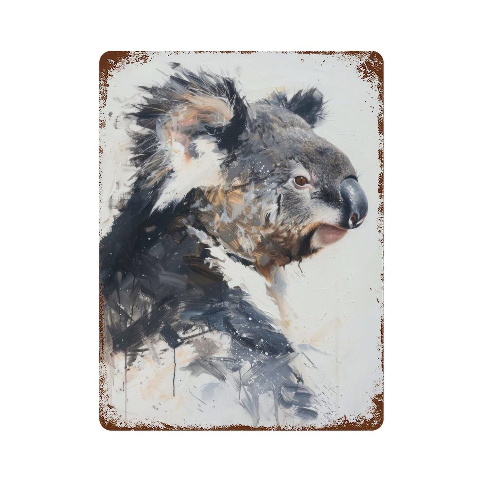 Garage Style Koala Painting Profile Rusty Metal Tin Sign 15.7"x11.8", Farmhouse Wall Decor for Bar And Workshop