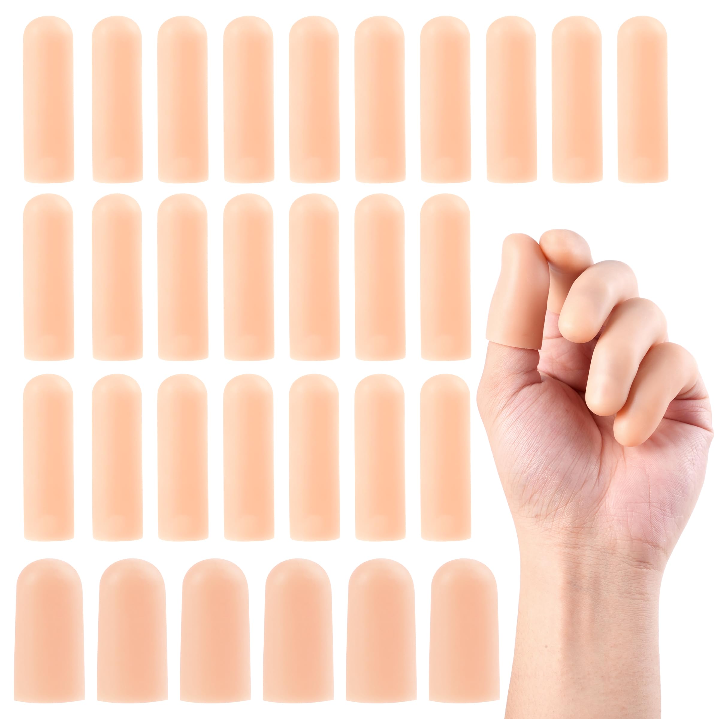 Photo 1 of 30 Pcs Gel Finger Cots, 2 Sizes Thumb Protector, Soft Finger Covers for Cuts, Fingertip Protector for Embroidery, Cutting, Hands Cracking, Corns, Blisters, and Calluses Protect, Nude