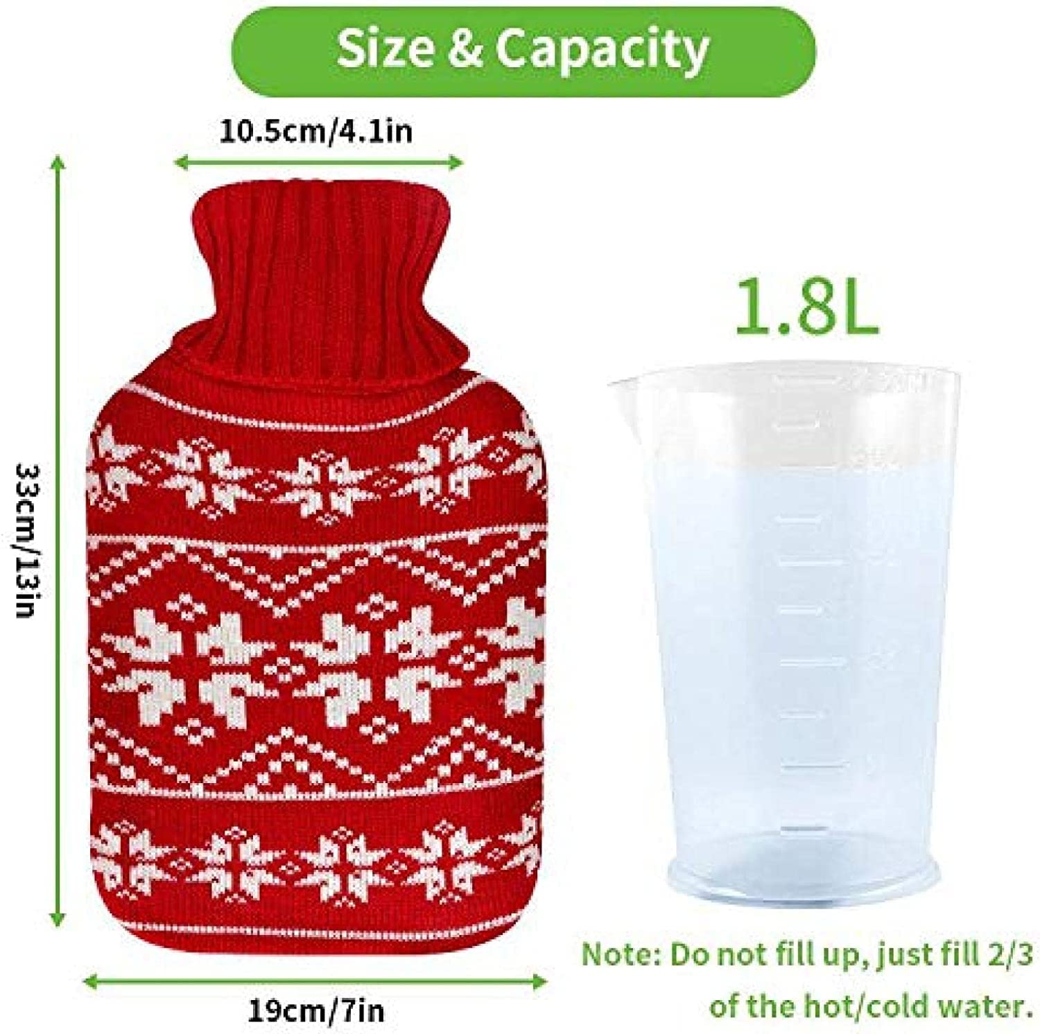 Bolsa De Agua Caliente Suave Paquete De 2 Botellas Agua Caliente Goma Con Tapa, Juego Calentador Bolsa Duradera 1,8 L, Calor Y Recongelable Para Aliviar El Dolor Botella Agua Caliente Adultos