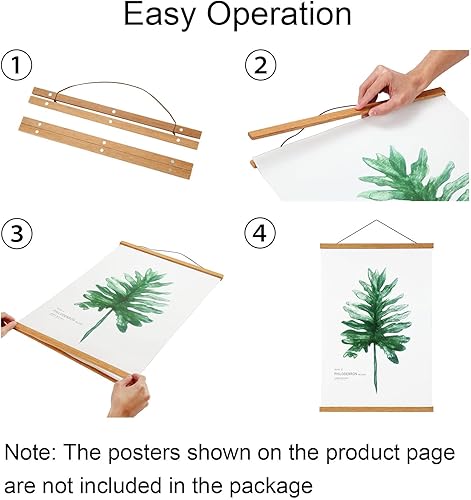 Miniatura 5 de FALAMON - Marco magnético de madera de teca para colgar pósteres, impresiones, fotos, dibujos, mapas, pergaminos y lienzos de trabajos artísticos