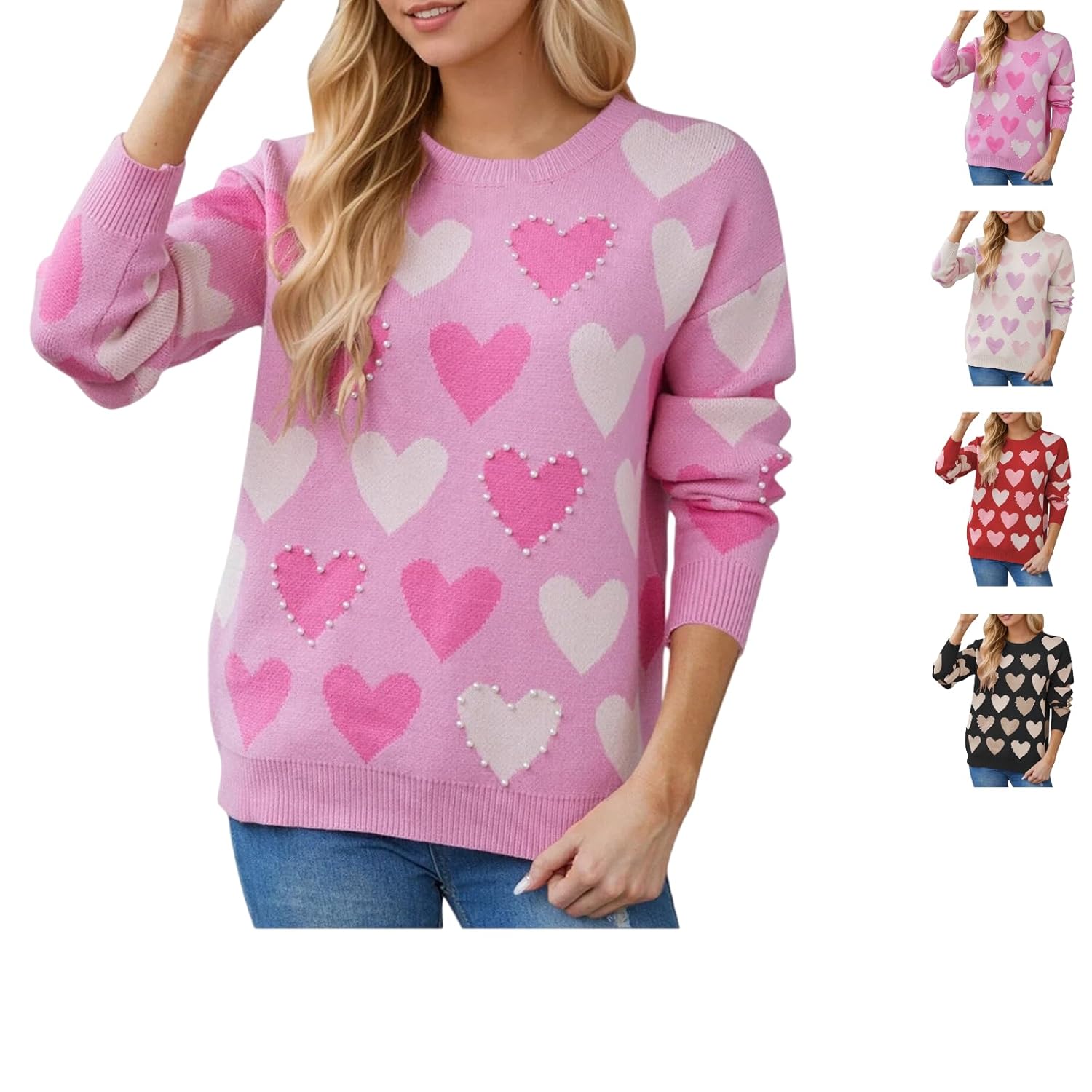 Valentines Sweater Women Heart Sweaters ValentineS Day Tops Crewneck Oversized Valentine Apparel 2025 Fashion