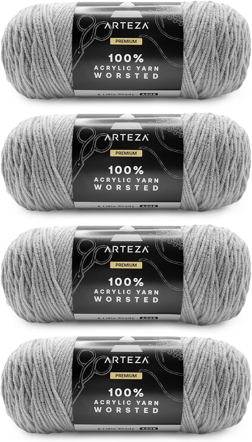 ARTEZA Acrylic Yarn for Crocheting, 4 x 200g Skeins of