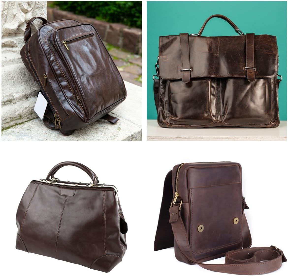 Crazy Horse Leather Sheets, Brown, Genuine Cowhide Top Grain Leather, 2.0mm Thickness, Leather Craft Pieces (Reddish 10×12 in 3 pc)