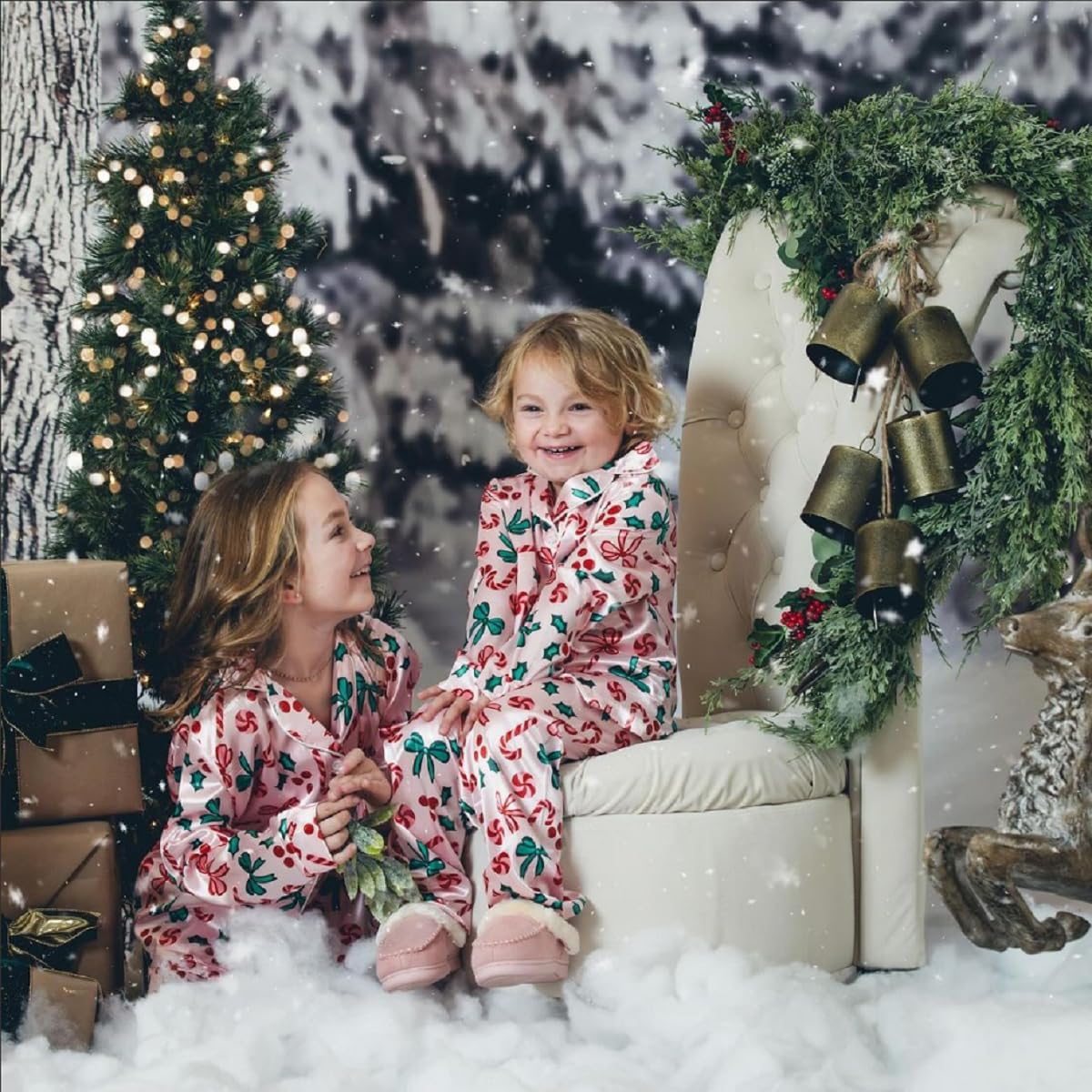 Kids Girls Christmas Valentines Pajamas Cute Print Button Down Tops + Pants Toddler Satin Sleepwear Silk Pajama Set - Image 7