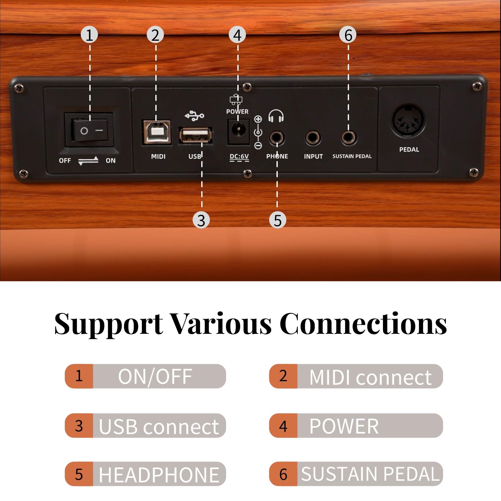 88 Key Digital Piano Keyboard with Stand & Sustain Pedal, Full-Size Semi Weighted Electric Piano for Beginners/Learners, Home Professional Piano with Headphone Jack, MIDI Connectivity, Brown