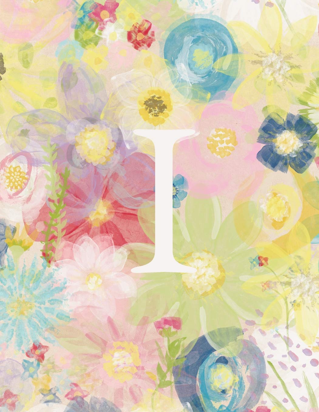 I: Monogram Initial I Notebook for Women and Girls-Pastel Floral-120 Pages 8.5 x 11