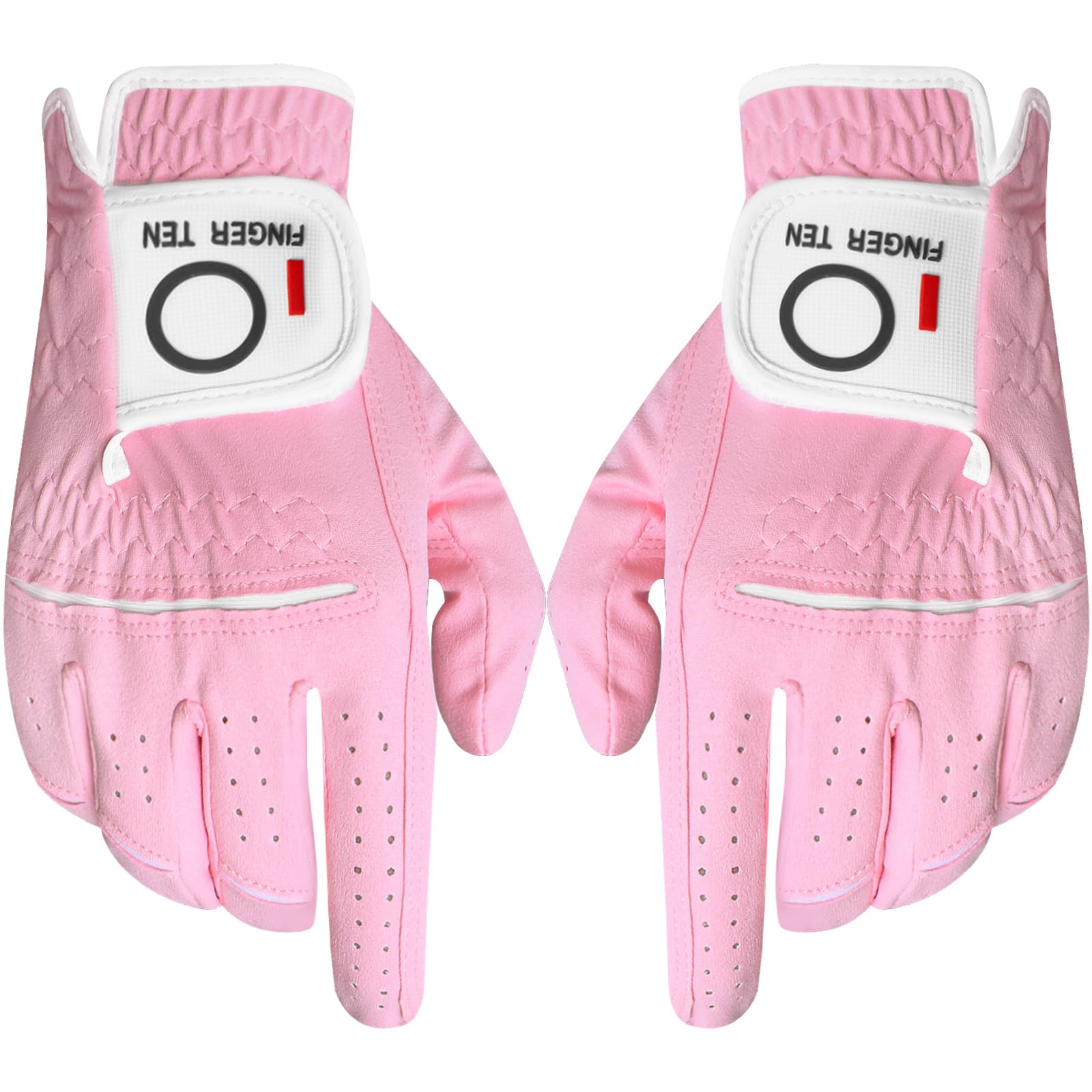FINGER TEN Golf Gloves Ladies Right Hand All Weather Soft Rain Grip in Pair or 2 Pack