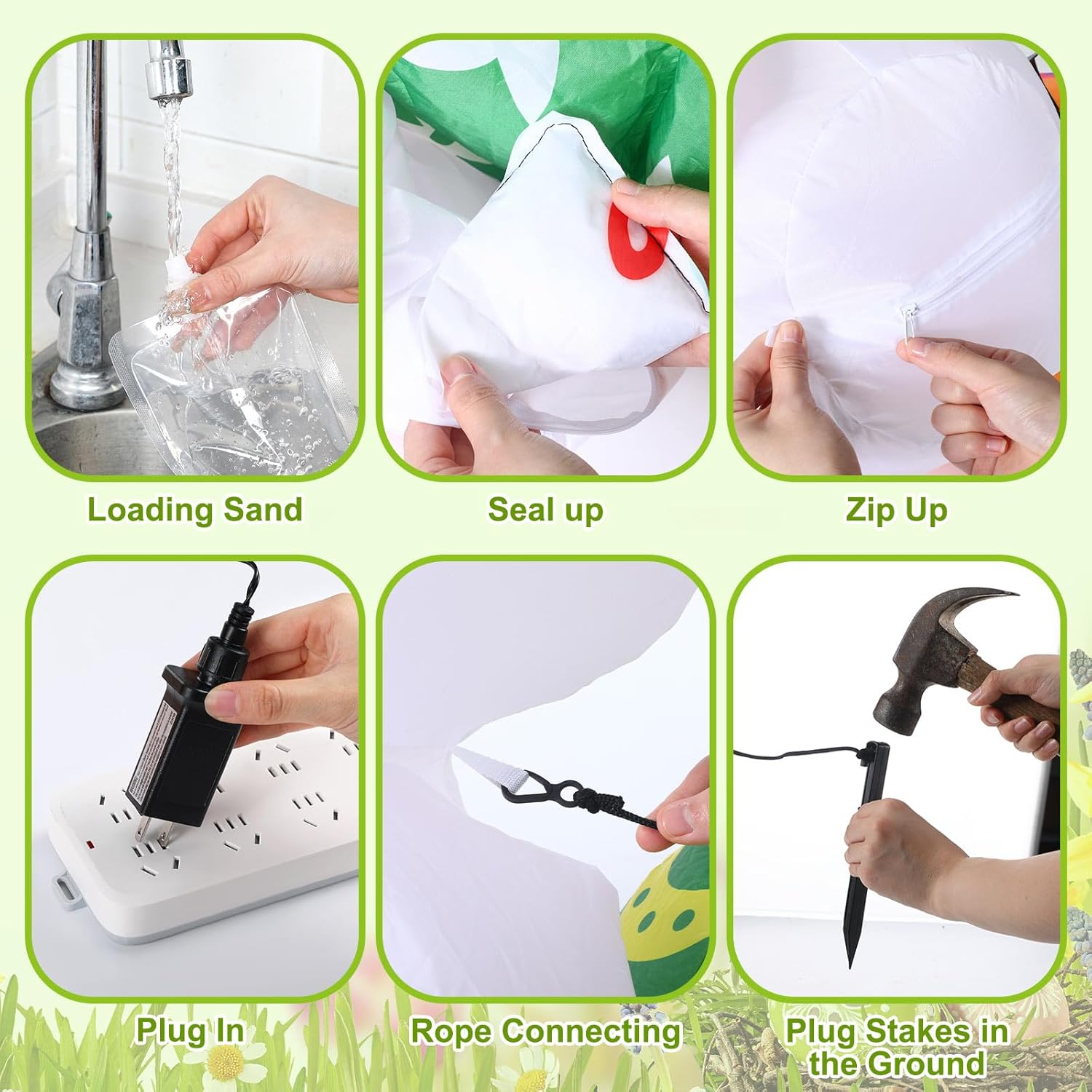 Bencailor Easter Inflatables Outdoor Decorations Giant Blow up Bunny and Inflatable Colorful Eggs Set Blow up Bunny with Built in LED Lights for Spring Yard Lawn Garden Outdoor Decor, 4.75 x 4 ft