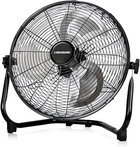 KEN BROWN - Ventilador de piso de alta velocidad de 14 pulgadas 3 velocidades 360  ajustable inclinable potente flujo de aire para el hogar uso