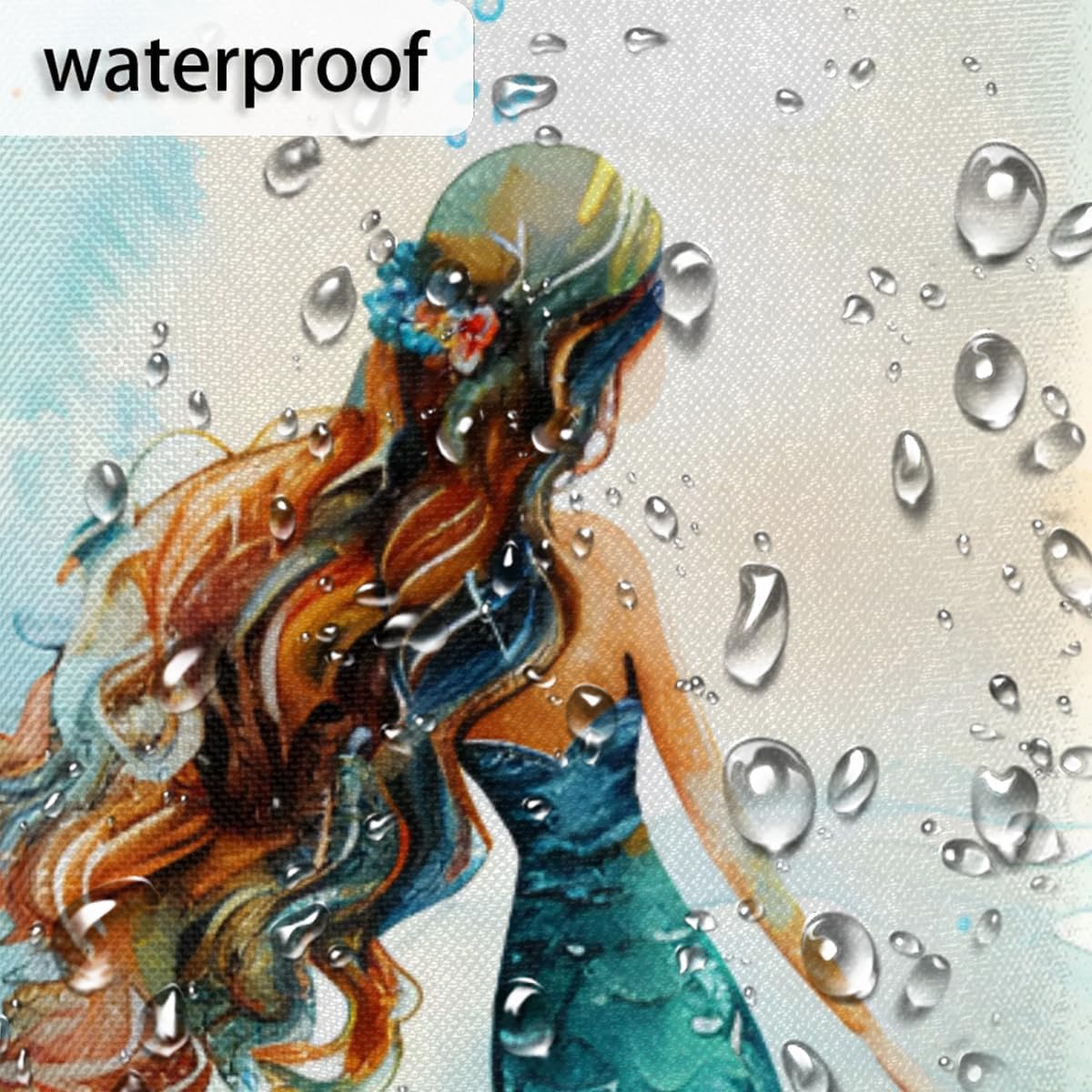 Mermaid Nautical Bath Shower Curtain Waterproof Shower Curtains 72 x 72 Washable with 12 Shower Curtain Hooks
