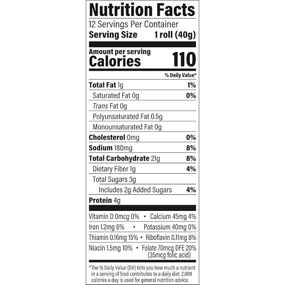 Sara Lee Classic Dinner Rolls, White, Soft and Smooth, 12 ct 17 oz | 12 Classic Dinner RollsClassic Family Favorite0G Of Trans FatNo Artificial Colors Or Flavors