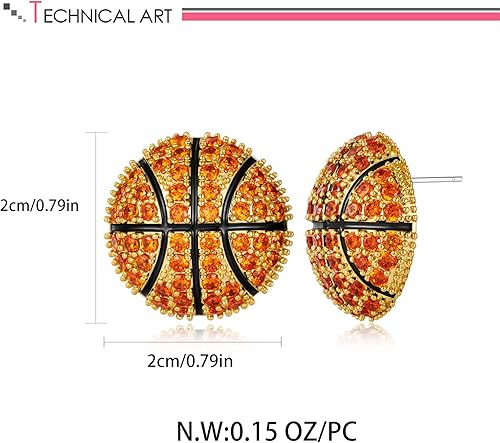 Miniatura 6 de LILIE&WHITE Aretes de pelota de baloncesto, fútbol, béisbol, sóftbol, voleibol, tenis, rugby, aretes deportivos para mujeres, fanáticos del equipo