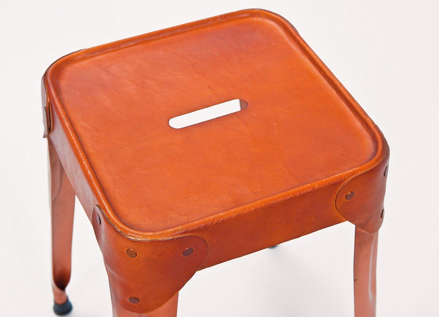 Inter Link - Juego de 4 taburetes - Metal Cobre - Asiento Cuero - Reema