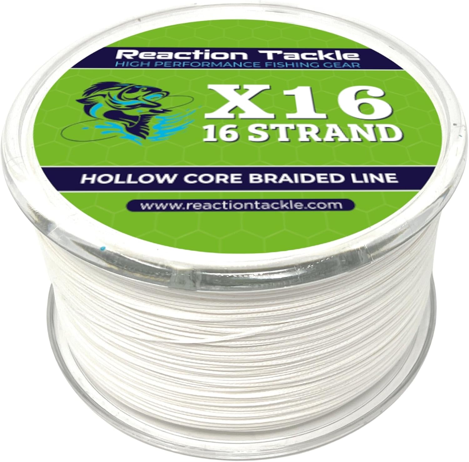 Reaction Tackle Hollow Core Braided Fishing Line, 16 Strand Braid, Knotless Splice Leader Connections for Freshwater or Saltwater Fishing Line