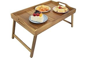 Utoplike Acacia Bed Tray Table – Premium Wood Tray With Folding Legs...