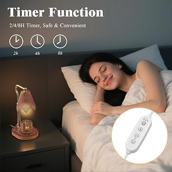 Candle Warmer Lamp, Timer & 4-Level Dimmer, Adjustable Height