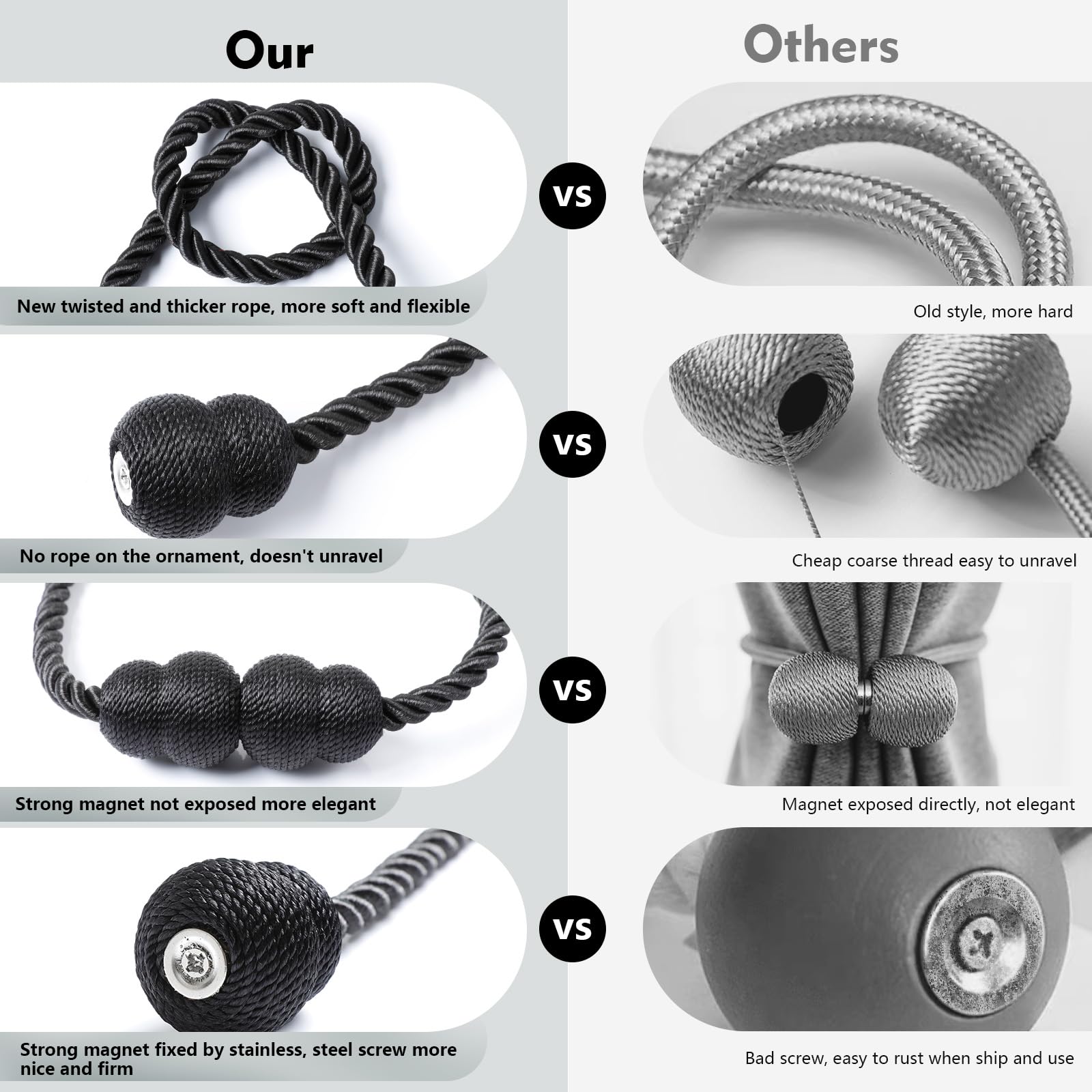 Fermatende Magnetici A Forma Di Zucca - 2 Pezzi Nero Per Tende Da Interno Ed Esterno - Foto 7