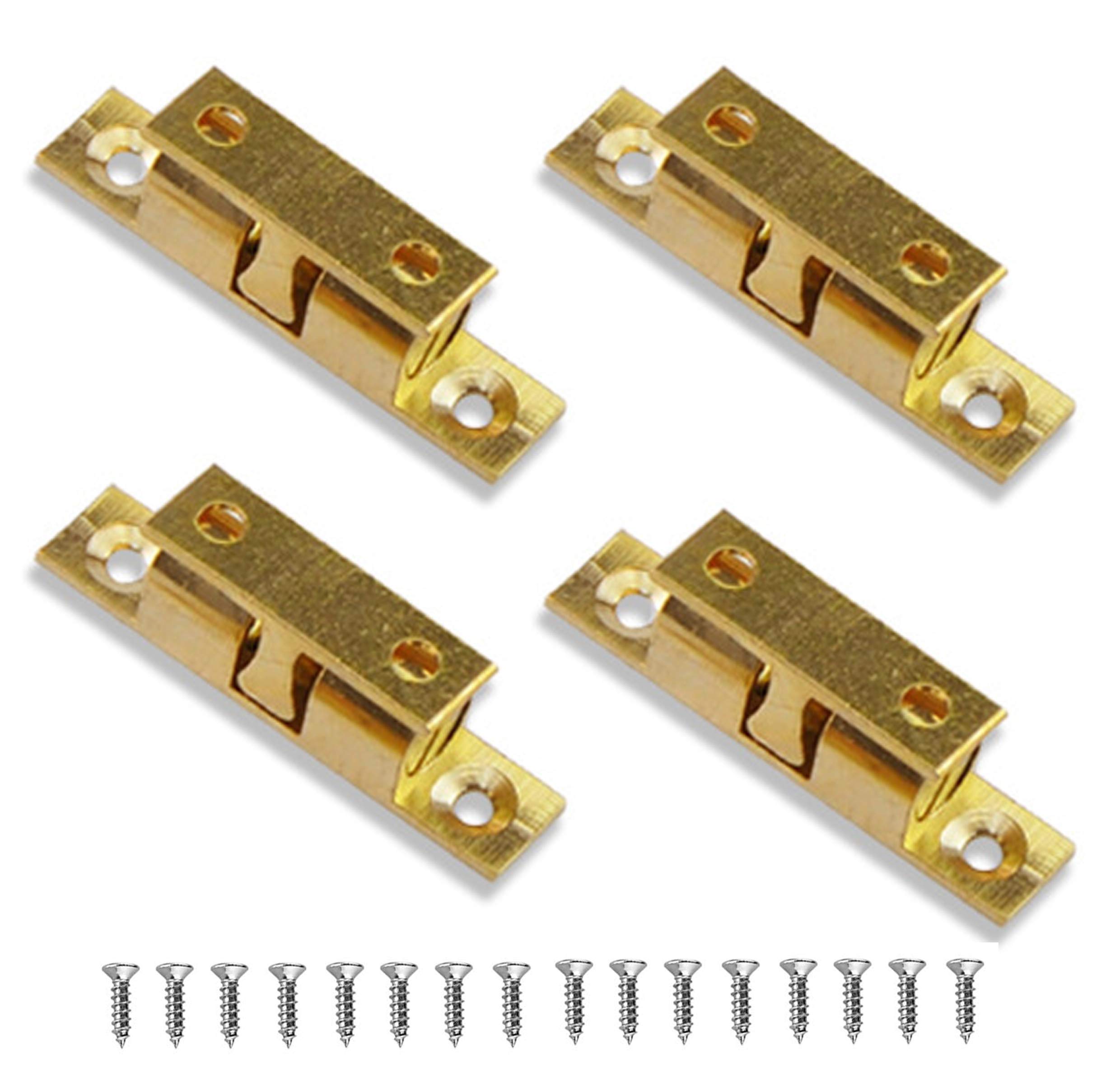zengAdjustable Furniture Cabinet Door Brass Double Ball Roller Catch Latch (4 Pieces)