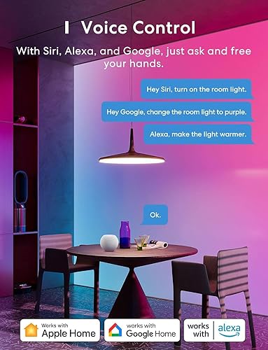 Miniatura 2 de MEROSS - Bombilla LED inteligente con WiFi, compatible con Apple HomeKit, Siri, Alexa, SmartThings, E26 multicolor regulable 2700 K-6500 K RGBWW,