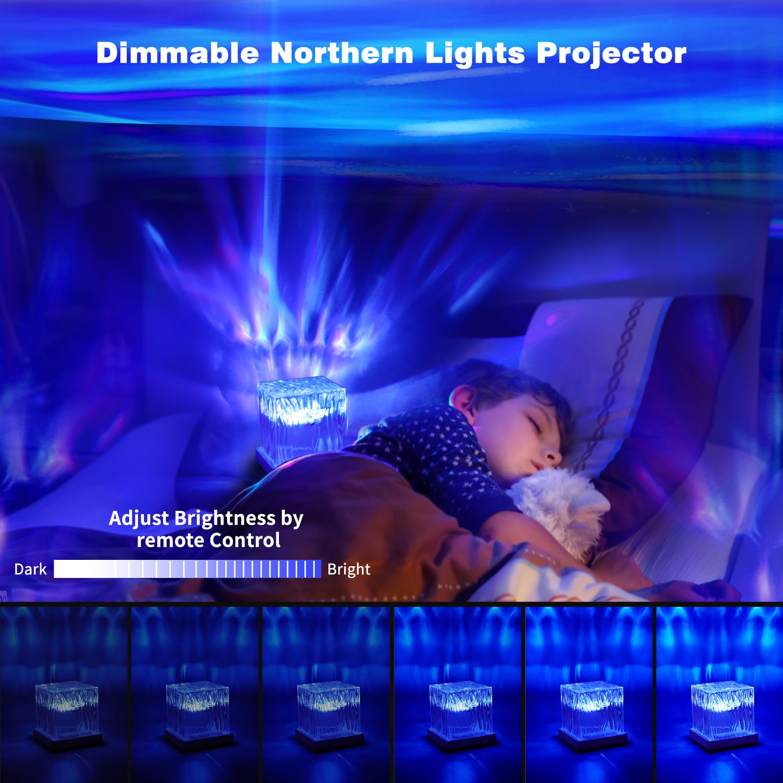 Dreamy Cubby Luce notturna alla moda, luce del proiettore galassia, LED cambia colore e circuito di modalità, moderna/futuristica/tema spaziale, luce per bambini, camera da letto/festa/sala giochi