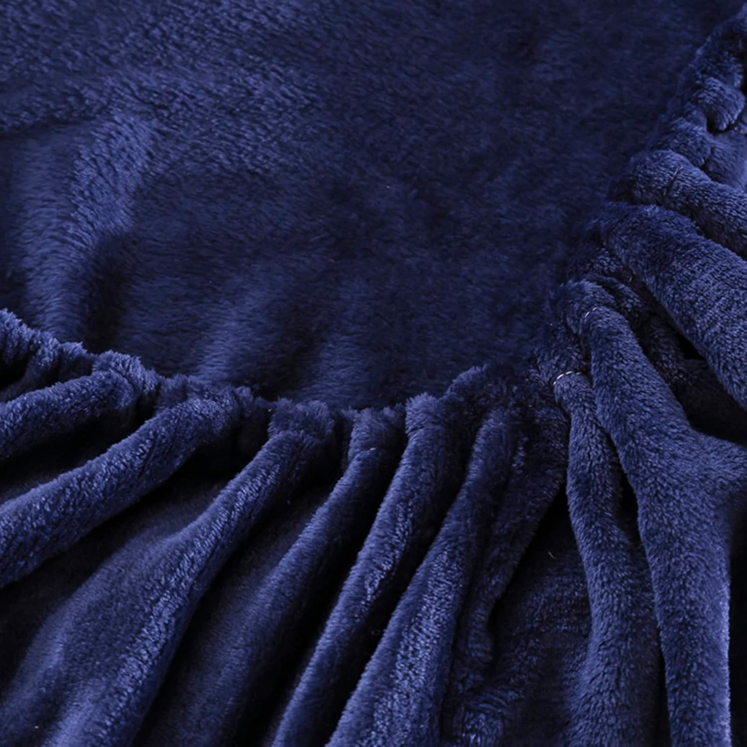Velvet Twin XL Fitted Sheet,Flannel Fitted Sheet Plush Shaggy Ultra Soft Fuzzy Sheet with 15''Deep Pocket,Navy,Twin Extra Long,1 Pack(Not Include Pillowcases)