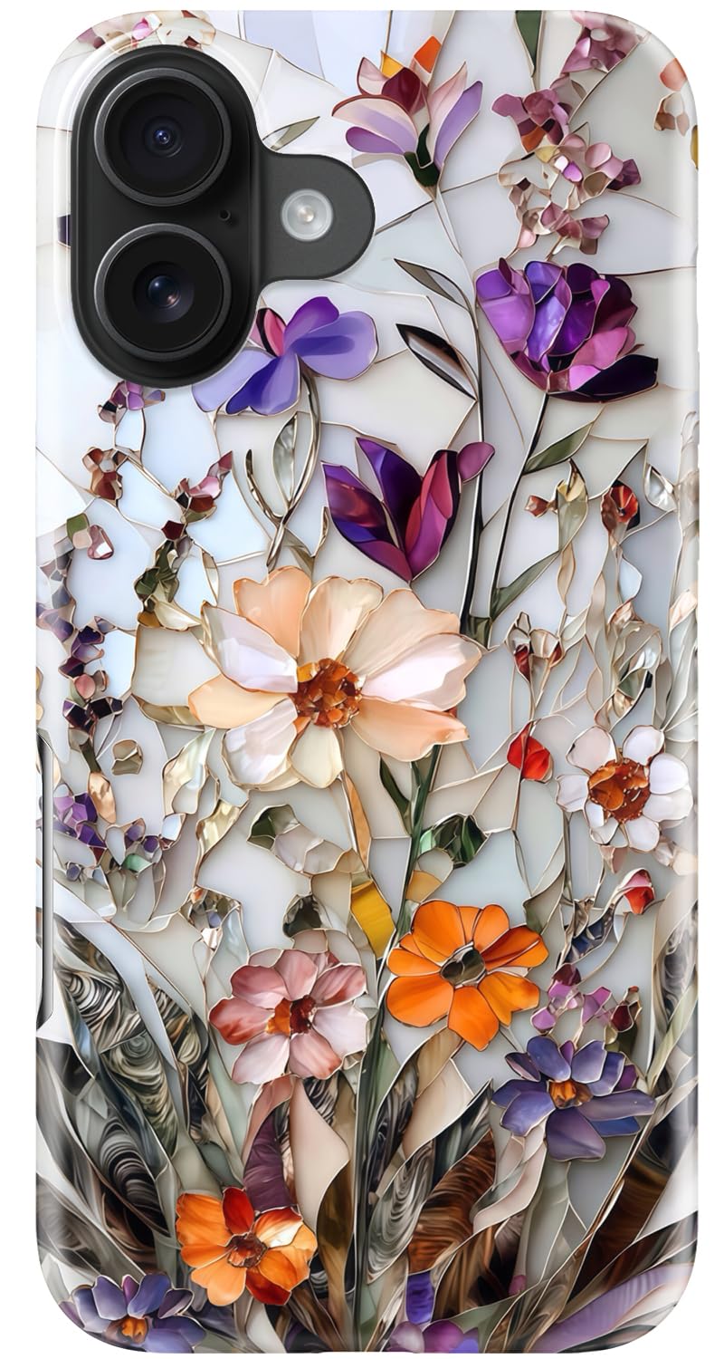 Goodon for iPhone 17 Pro Max Case Cute, Preppy Floral Design,Slim Silicone Protective Hard Cover, Wireless Charging Compatible Aesthetic Glossy Y2K Phone Cases for Women Girls, Marbled Floral Veins — view 30