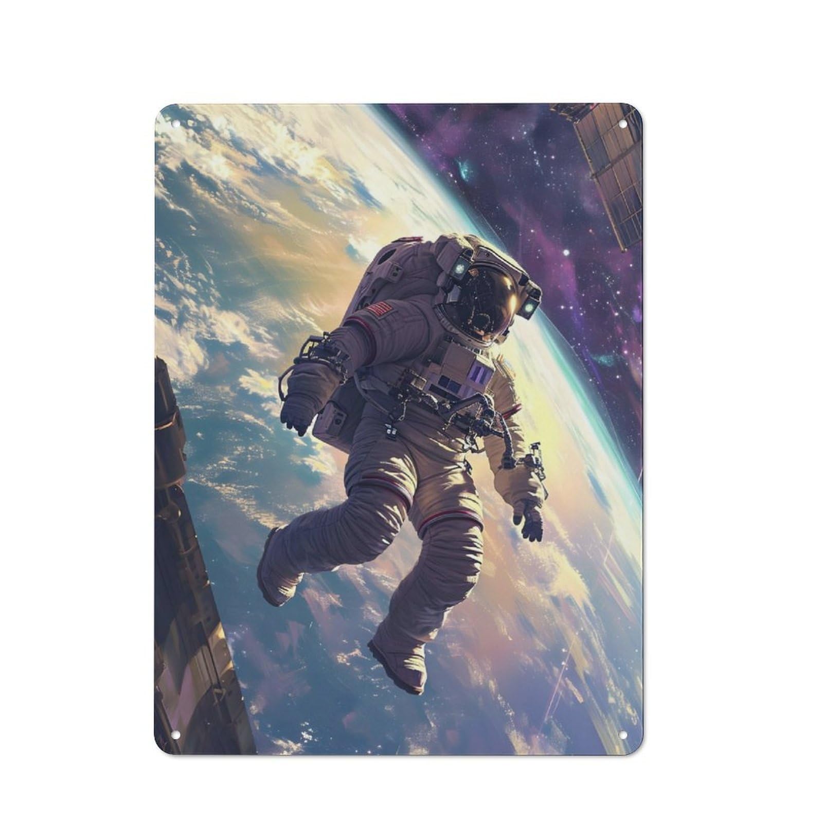 Junmoney Astronaut Earth Retro Tin Wall Plaque 40X30cm For Man Cave Or Games Room, For Games Room Collectors