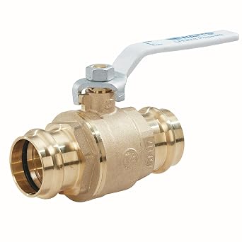 Watts LFFBV-3-PRESS-M2 Series 1-1/4" Lead-Free 2-Piece Full Port Chrome-Plated Brass Ball Valve with Integral Press Fitting End Connections for Types K, L, and M Hard Copper Tubing