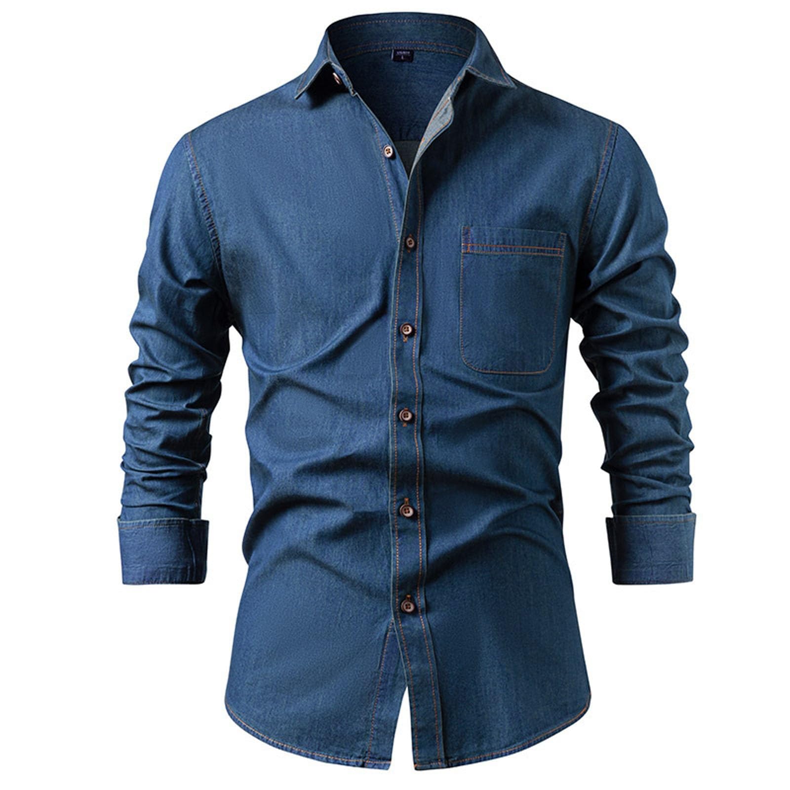 Chaqueta con bolsillo tipo camisa vaquera para hombre de algodón manga larga 5