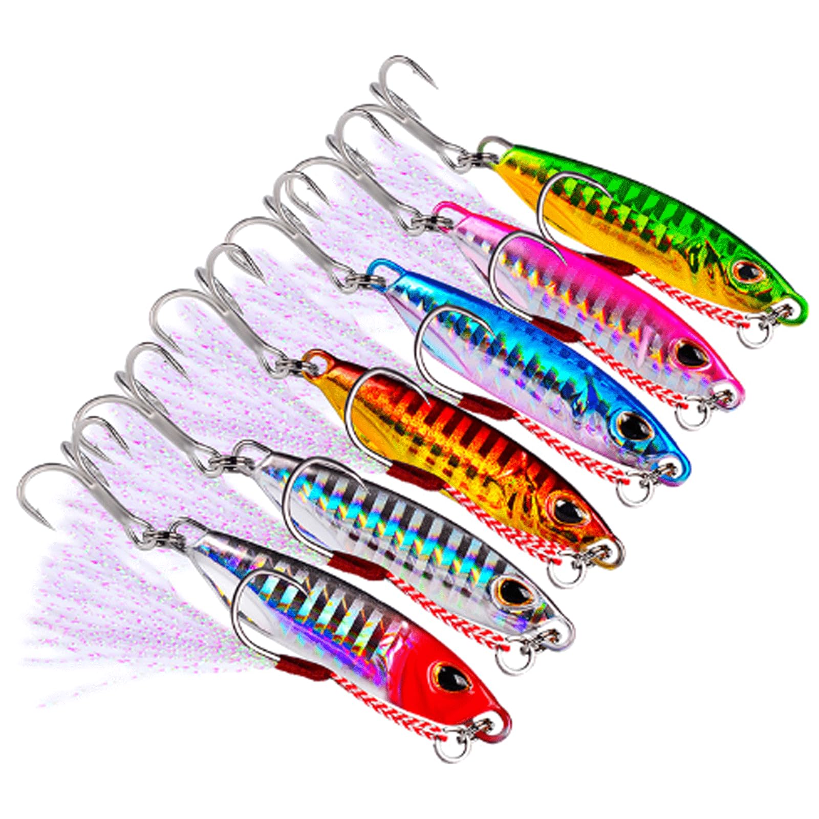 IvyLoutish Fishing Lure Bait 6 Pcs Metal Jig 10G 15G 20G 30G 40G 50G Hard Ice Bait VIB Fishing Baits Sinking Bait Sea Jigs for Fishing Fishing Tackle