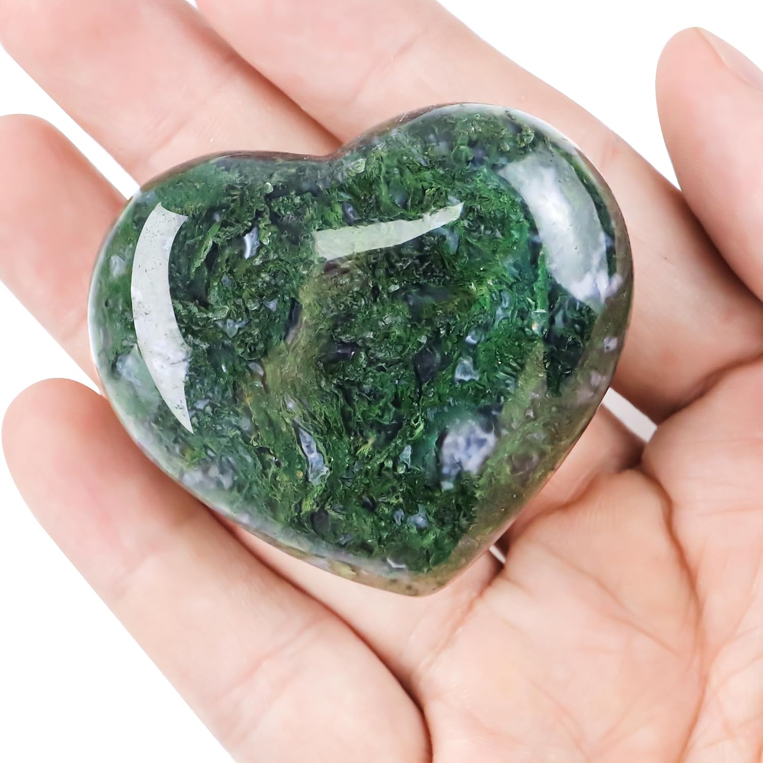 Ocean Jasper Crystal Heart Worry Stone for Anxiety Healing Crystals Heart Shaped Rock Stone for Valentines Day Wedding Decor - Image 3