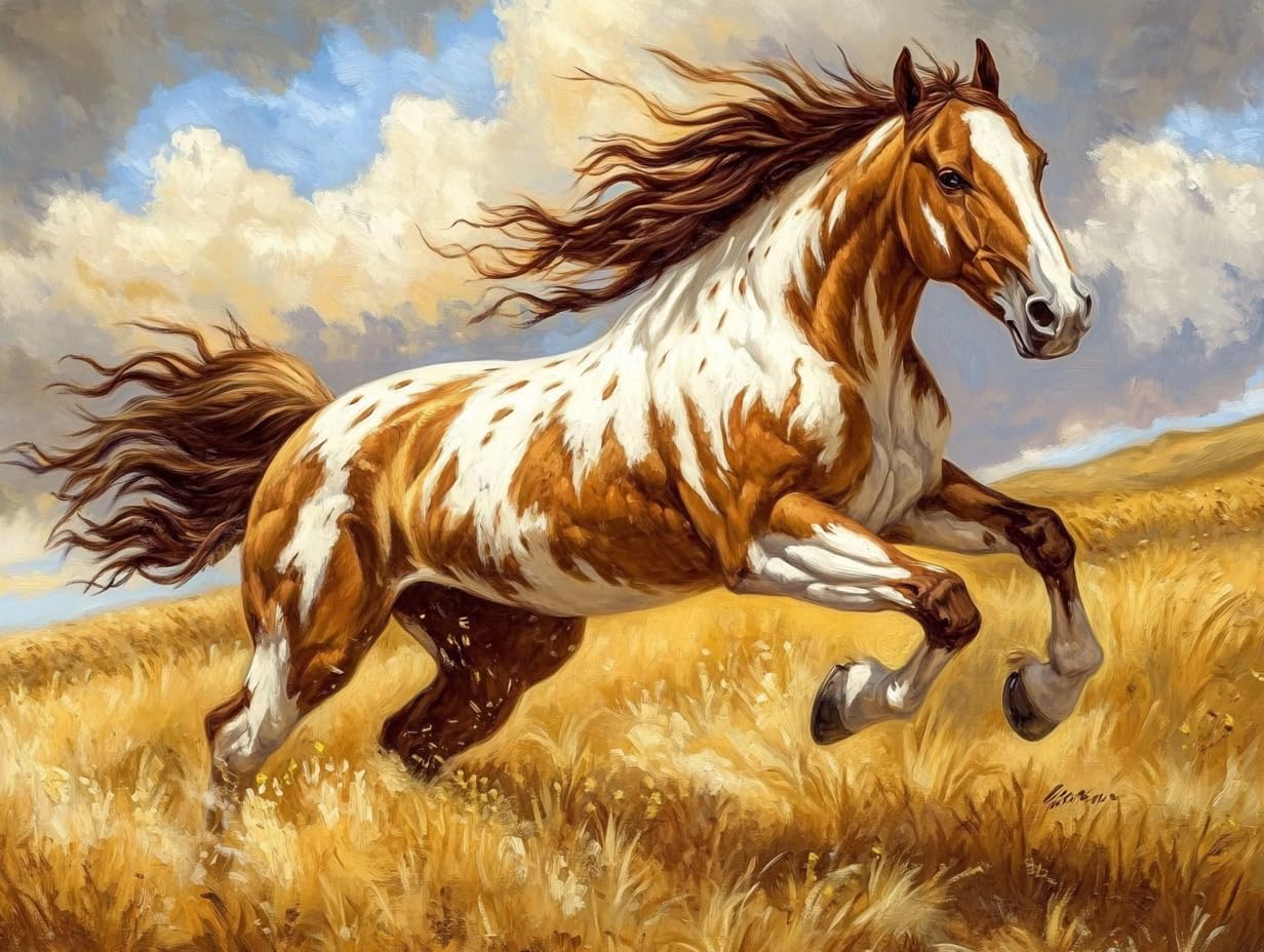 DIY American Native Indian Horse 11CT Pre-Printed Cross Stitch Kit for Adults & Beginners, Easy Needlepoint Pattern for DIY Home Décor & Crafts 303