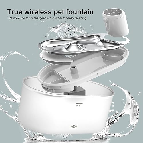 Miniatura 5 de Tomxcute Fuente de agua para gatos con pilas, sensor de movimiento inalámbrico de 3.0L/102 onzas, fuente automática para mascotas, dispensador de