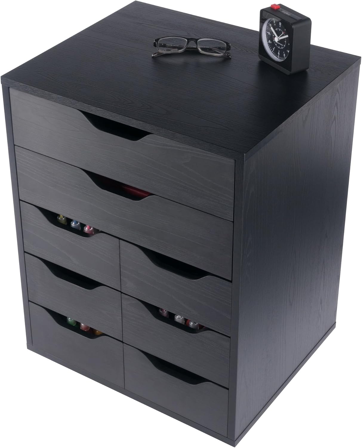 Winsome Norfolk Cabinet with 2 Drawers and 6 Bins in Black Finish - Image 10
