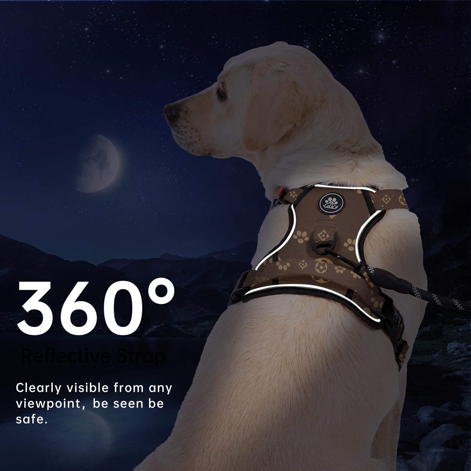 IVY&LANE Arnés sin tirones con correa para perro, chaleco reflectante sin estrangulamiento para mascotas, arnés ajustable Oxford de chaleco con asa de fácil control para perros pequeños (marrón